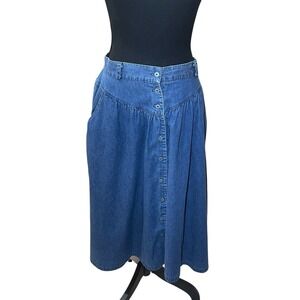 Vintage Circle‎ T Marilyn Lenox Denim Long Skirt Boho Pockets Large Runs Small